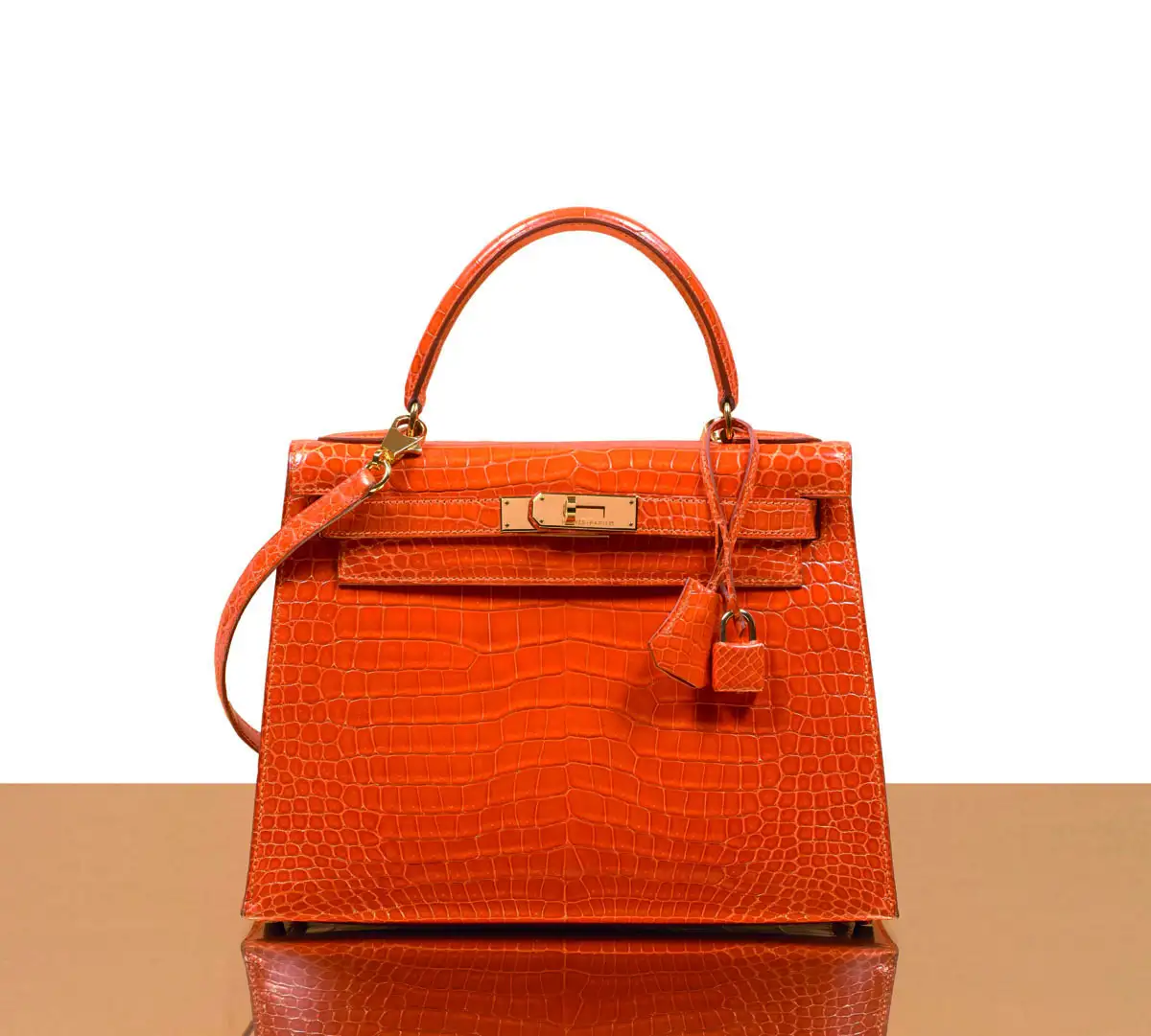 HERMES, sac Kelly, 28 cm, Crocodile pain d’épice